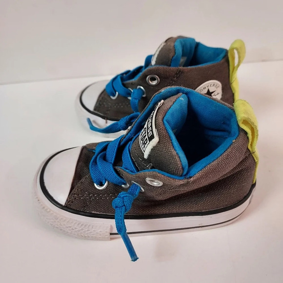 Converse All-Star Chuck Taylor Gray with Blue Laces Infant Size 4 - Picture 2 of 10